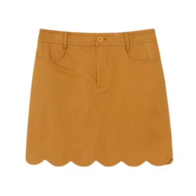 谜底时尚包臀裙夏新款纯色修身短款波浪裙边半身裙232MB0692