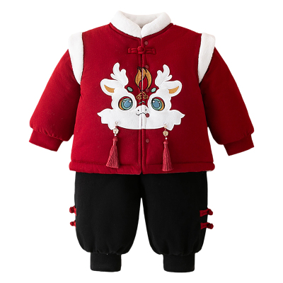 中国风宝宝冬装套装婴儿拜年服过年周岁衣服冬季加厚保暖分体棉衣