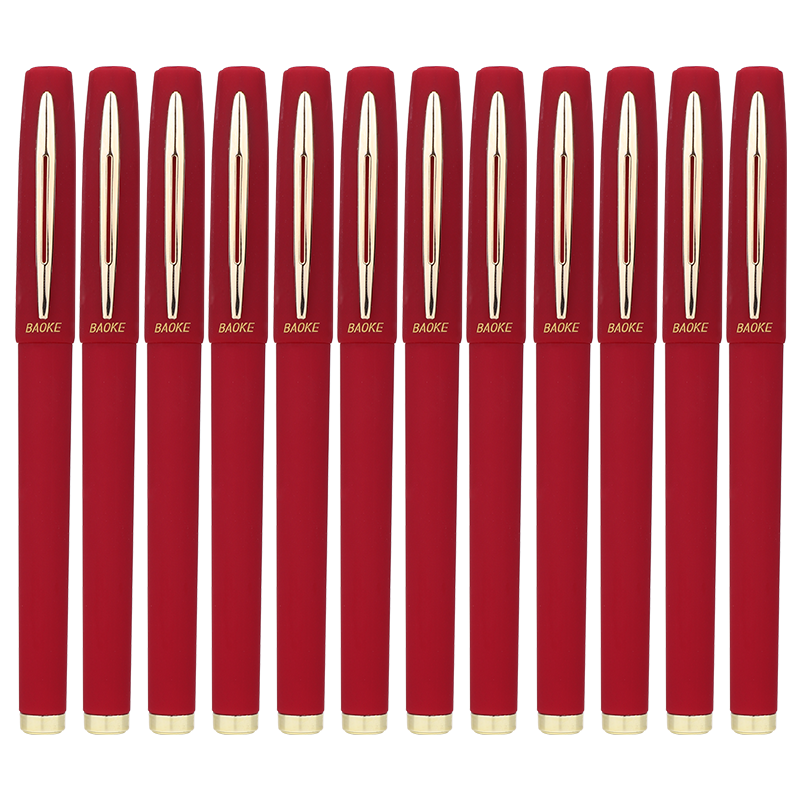 宝克1.0红色中性笔粗头笔芯硬笔书法笔专用粗水笔0.7练字大笔画商务办公签字笔老师批改作业红笔大容量加粗笔