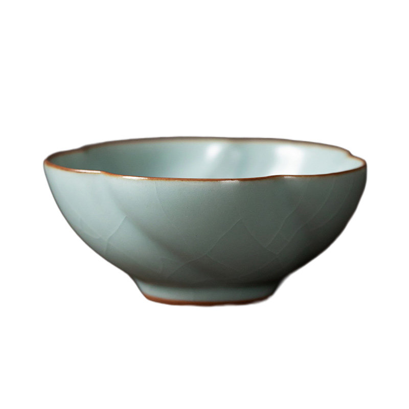 台湾丰子汝窑梅花杯高档开片可养茶杯