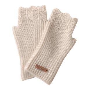 秋冬新款100%纯山羊绒手套女男通用加厚防寒露指学生手套开车护腕