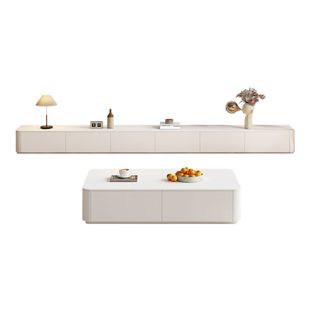 岩板电视柜落地茶几组合26cm家用收纳储物一体现代简约实木电视柜