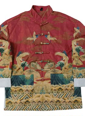 蜜桃绒盘扣古风立领唐装夹克外套