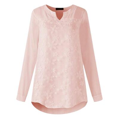 长袖棉麻蕾丝女士欧美宽松板套头