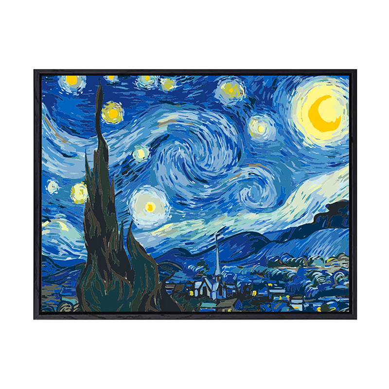 梵高星月夜麦田数字油画diy填充