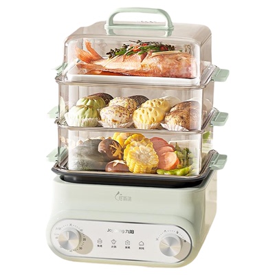 九阳电蒸锅多功能家用三层保温定时蒸汽锅隔水蒸炖锅不锈钢早餐机