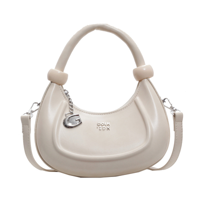 设计感女式简约小众红色月牙包