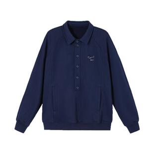 PSO Brand男装女装学院风纯色POLO领卫衣女款宽松长袖上衣秋季潮