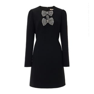 朗姿/MOJO AVENUE莫佐2025冬新款法式小资长袖连衣裙女蝴蝶结优雅