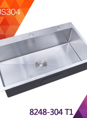 加厚边SUS304不锈钢水池水槽大号手工厨房洗菜盆台上单槽A-8248