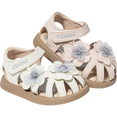 10月-5岁学步鞋英贝米尼花朵凉鞋