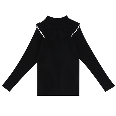 细毛线毛衣中大童飞袖花边一体绒