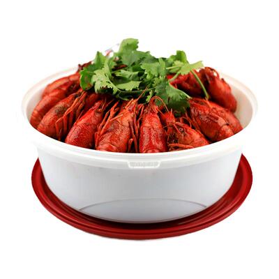 圆形防盗锁扣塑料小龙虾打包盒