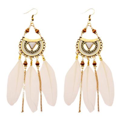 波西米亚羽毛女小众设计耳环耳饰
