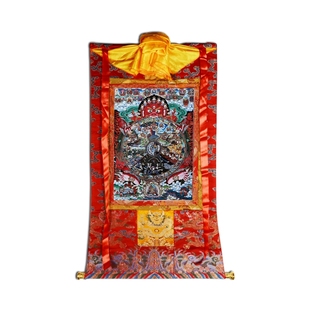 藏村生死轮回图六道轮回图唐卡 客厅玄关装饰画壁画 家用挂件挂画