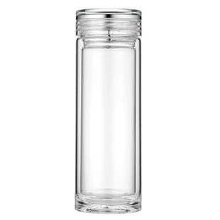 清涟高档男士双层隔热玻璃杯透明便携车载水杯过滤泡茶杯商务定制