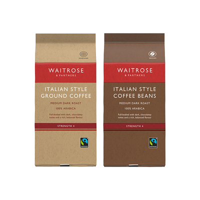 【自营】Waitrose进口100%阿拉比卡意式中深度烘焙咖啡豆研磨227g