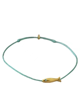 法国小众镀金锆石绿色手绳青丝