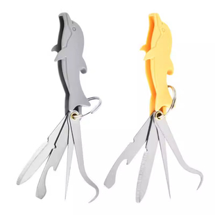 【四合一】便携不锈钢牙签小刀剔牙神器牙钩牙齿清洁工具塑料外壳