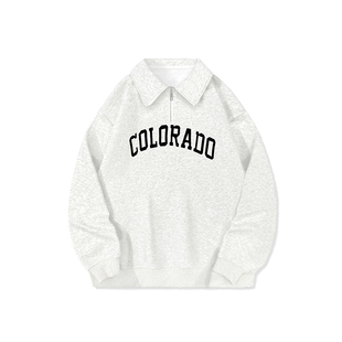 美式重磅加绒加厚半拉链卫衣男秋冬季潮牌高街半高领chic长袖外套