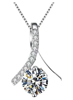 吊坠1克拉微镶玫瑰金项链