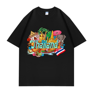 泰国thailand图案印花周边家庭亲子兄弟情侣装多人短袖T恤衣服装
