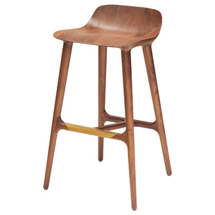 设计师款高吧椅北美黑胡桃木吧凳实木家用高脚椅意式极简吧台椅子