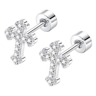 医用钛钢十字架耳钉女2025年新款爆款钛钢耳骨钉耳蜗钉睡觉免摘