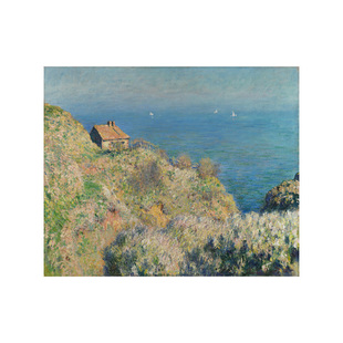 莫奈瓦朗日维尔的渔夫小屋无画框风景油画布画芯客厅书房装饰画