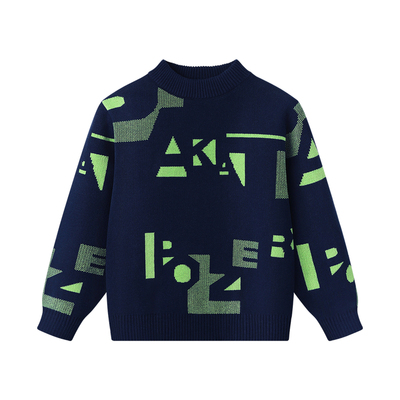 男童加绒毛衣冬加厚纯棉针织衫男孩一体绒全棉毛衫儿童半高领打底