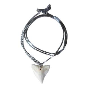 原创设计天然鲨鱼牙齿能量好运吊坠项链男礼物小众毛衣链锁骨链女