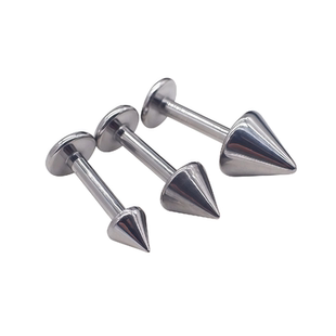 恶魔钉F136医用钛合金耳钉男女唇钉防过敏穿刺尖锥螺纹平底耳骨钉