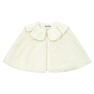 NIESSING尼辛童装冬季新款复古公主风加绒加厚女童斗篷披肩外套