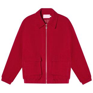 【桑蚕丝】SALT.P可颜雪尼尔复古番茄红棒球服短外套冬