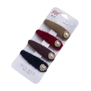 秋冬新款毛线发夹手工编织不伤发刘海侧边夹发饰BB夹后脑勺碎发夹