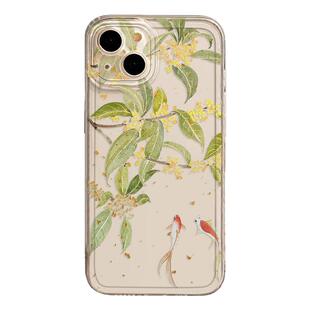 桂花金鱼适用苹果15手机壳16/iphone14promax新中式13中国风12mini小清新11新款x古风8plus荷花17透明xs硅胶7