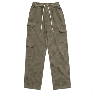 烦恼的Octopusl国潮美式迷彩工装裤街头加绒宽松直筒秋冬长裤子男