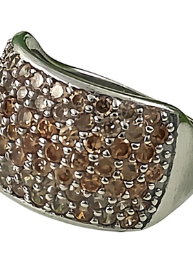 满钻闪亮宽面锆石纯银戒指