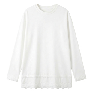 中长款蕾丝花边内搭打底衫女秋冬加绒长袖洋气时尚配鲨鱼裤上衣服