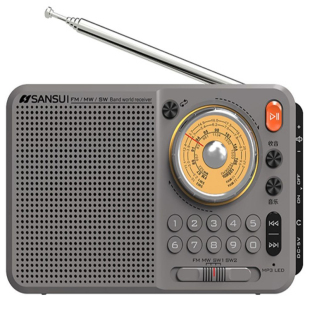 山水F23复古指针式全波段收音机老年插卡音响数字选歌听书故事机