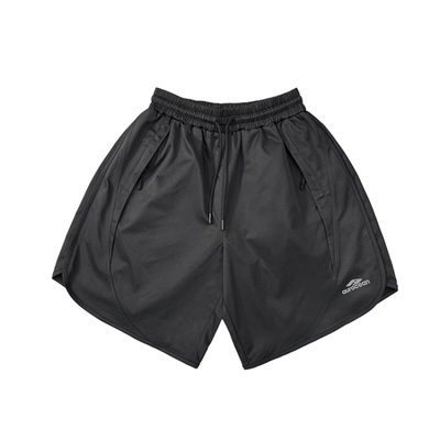 Aurocean 复古少年运动短裤 立体廓形剪裁清凉速干黑色五分裤