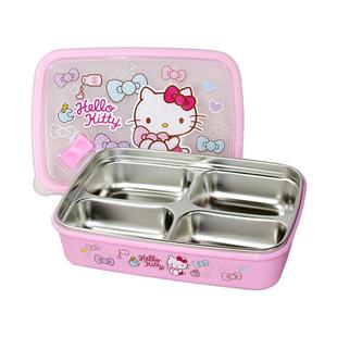 韩国kt猫小学生饭盒学生专用hello kitty不锈钢儿童分格女午餐盒