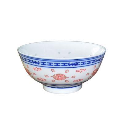 中式斗彩青花瓷米饭碗陶瓷直口碗