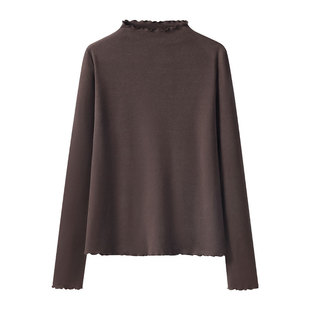 都市丽人绒德打底衫女冬季2025新款今年流行爆款加绒内搭木耳边A