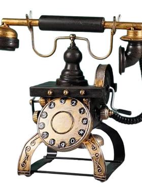 复古手摇电话机模型民国转盘座机