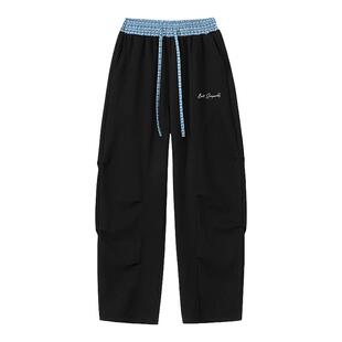 【刘畅同款】辛普森一家加绒卫裤男青少年格纹裤头直筒冬季休闲裤