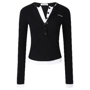 JAC FLEURANT【柳多恋同款】秋季新款长袖假两件修身拼色上衣