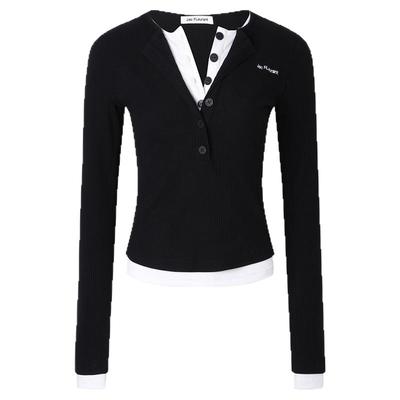 JAC FLEURANT【柳多恋同款】2025秋季新款长袖假两件修身拼色上衣