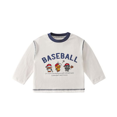 WALNUT DUCK小黄鸭儿童纯棉长袖T恤男童卡通印花上衣春款打底衫