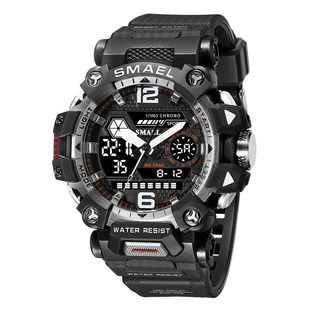 SMAEL新款中学生多功能运动防水电子表男生大表盘炫酷冷夜光手表